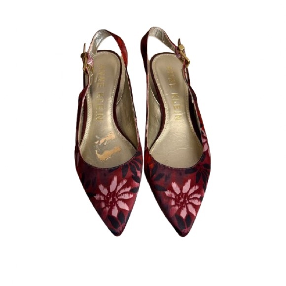 Anne Klein AK Expert Floral Slingback Kitten Heels 7.5M - Picture 2 of 5